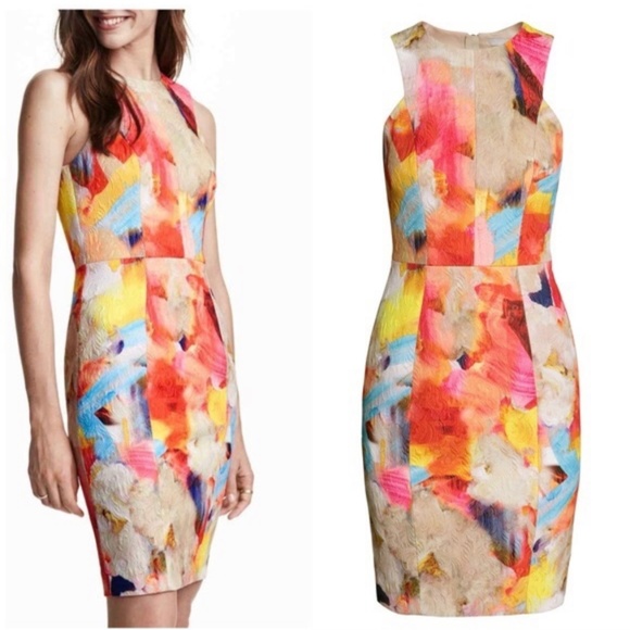H&M Multicolored Abstract Colorful Sleeveless Dress Size 8 - Picture 1 of 2